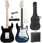 Full Size 39  Blue Electric Guitar With Amp case accessories Pack Beginner New