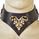 Medieval Style Leather Lady Collar W  Cast Brass Decoration Renaissance Costume