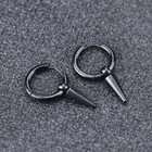 Gothic Rock Stainless Steel Men Women Spike Cone Drop Hoop Huggie Earrings S9
