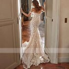 Elegant Spaghetti Straps Lace Mermaid Wedding Dress Court Train Bridal Gown