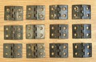  1737   vintage Antique Metal Small Cupboard Cabinet Hinge 1 5 16    W  X 1    H  Each