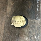 Vintage Netsuke Laughing Buddha Hotei Figurine With Black Base Character Mark