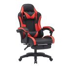 Gaming Chair Swivel Computer Racing Ergonomic Office Chair W  Footrest Red