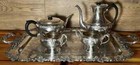 Vintage Silverplate Coffee Tea Service Tray Silver On Copper 4 Piece Set