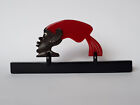 Rare Art Deco Black American Handback Handle Cherry Amber Bakelite Catalin