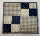Vintage Antique Patchwork Quilt Table Topper  Four Patch  Calico Prints  Navy