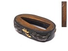 Shakudo Edo Meiji Japan Antique Boar Fuchi Sword Fittings Vintage Rare