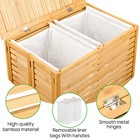 Bamboo Laundry Hamper With Lid    foldable Clothes Basket With 2-section Removable