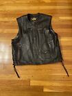 Vintage Harley Davidson Black Leather Vest Made In Usa  Men   s Size Xl
