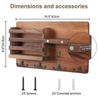 Decorative Key Hanging Rack With 10 Hooks     Easy Install Natural Wooden Ke