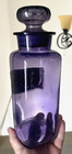Nice Amethyst Apothecary Bottle Gold Label Under Glass W stopper 1890 s Era L  k