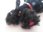 1950s German Steiff Black Mohair Snobby Poodle Dog Ear Button Articulated Legs