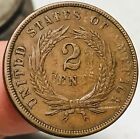 1864 Two Cent Piece 2c Civil War Date Large Motto Us Copper Coin Cc24422