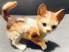 Vintage Brown Porcelain Ceramic Cat Kitten Figurine  3 5 Inches Tall 4 5 Inches