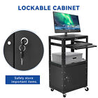 41   Adjustable Height Metal Media Av Cart W  Keyboard Power Strip Presentation