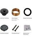 Black Bathtub Tub Drain Conversion Kit Assembly  Wellup Lift And Turn Twist Tub 