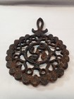 Vintage Decorative Footed Cast Iron Trivet W Handle 9  Rustic Country Farmhouse