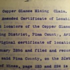 Copper Glance Mining Claim   Arizona Territory 