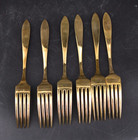 Vintage Dirilyte Dirigold Regal Goldware Set Of 6 Dinner Forks Flatware