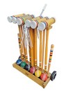 Vintage Forster 6-player Croquet Set Complete W  Rolling Cart