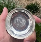 Really Beautiful Etched Persian Silver Bowl With Silver Coin Insert