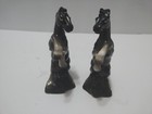 Vintage Horse Salt Pepper Shakers Rearing Up Japan Black W  White Painted Eyes