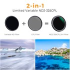 K f Concept 2 In 1 Variable Fader Nd2-nd32 Nd   Cpl Filter 49 55 58 62 72 77mm