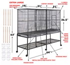 64  X-large Double Divider Flight Bird Breeding Cockatiels Lovebird Rolling Cage