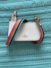 Nwot Coach Authentic Chalk Leather Teri Crossbody Handbag With Colorful Strap