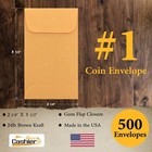 Cashier Depot  1 Coin Envelopes  2-1 4  X 3-1 2   24lb  Premium Kraft  500 box