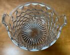 Vintage Fostoria American Clear Glass Ice Bucket Basket With Tab Handles