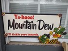 Large Vintage Mountain Dew It ll Tickle Yore Innards  Porcelain Soda Pop Sign