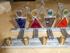 Vintage 9 Candle Hanukkah Menorah Colorful Glass Metal Judaica 15 