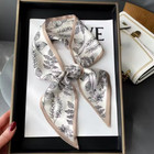 Women Floral Satin Silk Skinny Scarf Hair Ribbon Neck Tie Bag Handle Wrap Band
