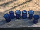 Cobalt Blue Bubble Shot Glasses Hand Blown Bubbles Barware 3 Different Pairs Set