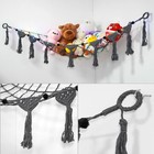 Stuffed Animal Storage Hammock Corner With Led Lights  Large Boho Plush Net Gray