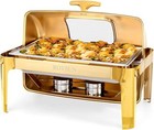 9qt Roll Top Chafing Dish Buffet Set Stainless Steel With 90 180   Roll Top Gold