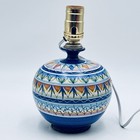 Mcm Vietri Italy D   amore Blue Geometric Ceramic Vase Lamp Vintage Italian 1960s