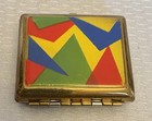 30s Vintage Rare Volupte Avant-garde Compact Vanity Case Deco Geometric Enamel