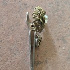 Vintage Brass Floral Dress Clip With Clear Glass Round Stone Gold Tone