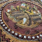 Antique South Asian Beaded Textile Panel Gold Burgundy Embroidered