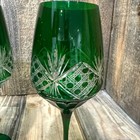 Pottery Barn Antique Cut Wine Stem Glasses - Set Of 4 - Green  - New  