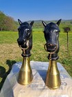 Pair Antique Cast Iron Horse Head Hitching Posts Andiron