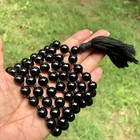 10 Mm Rnd 108 1 Beads 50  Natural Black Onyx Jaap Rosary  Japa Mala Energized