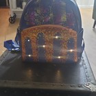 Danielle Nicole Blue Embroidered Floral Zip Backpack W  Inner Pockets