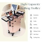 Rolling Makeup Case Artist Cosmetic Train Case Aluminum 3-in-1 Makeup Trolley