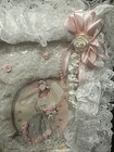 Vtg 80s Granny Core Padded Handmade Fabric Lace Wedding Photo Album 50 Pages I20