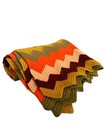 Vintage Crochet Afghan Granny Blanket Throw Chevron 70s Style Zig Zag 35x62 5