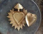 Sacred Heart  Metal Heart Milagro   Gold Heart Box  Ex Voto  High Quality  
