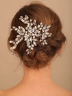 Large Pearl Hair Comb For Brides  Crystal Rhinestone Big Wedding Hairpiece
